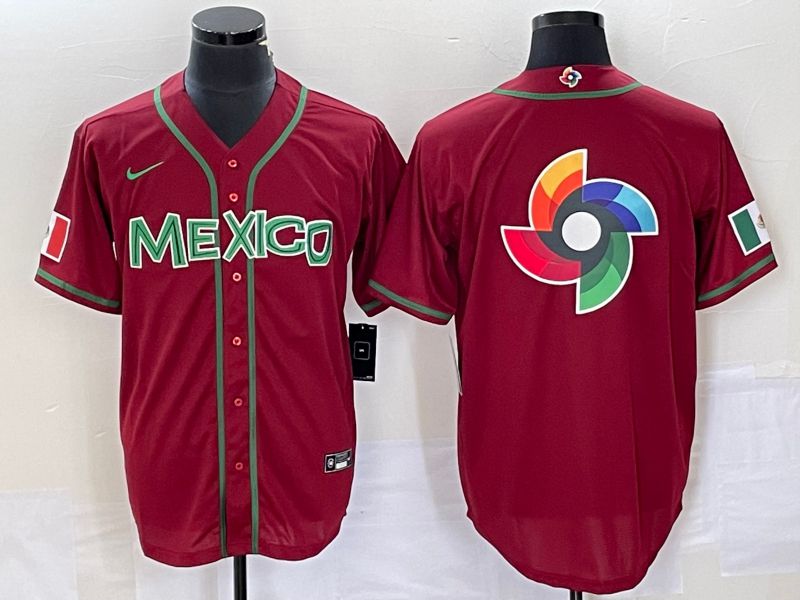 Men 2023 World Cub Mexico Blank Red Nike MLB Jersey24->more jerseys->MLB Jersey